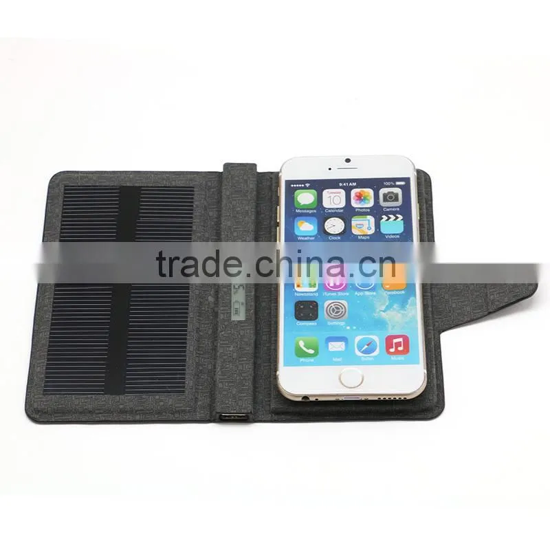 3000mah battery with 450mah Solar board leather battery case for 4-5inch phone