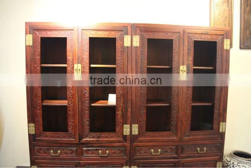 Chinese antique carved rosewood bookshelf