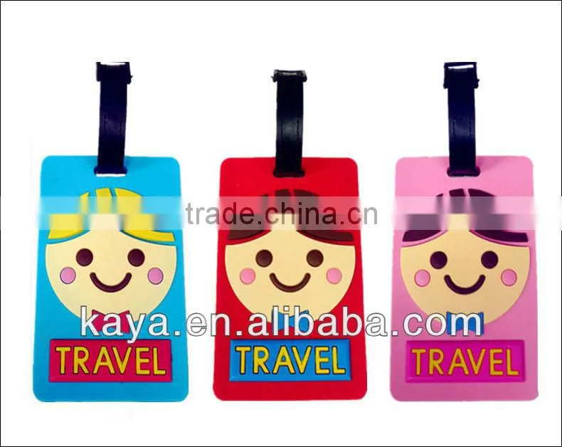 Custom design promotional round shape plastic luggage tag