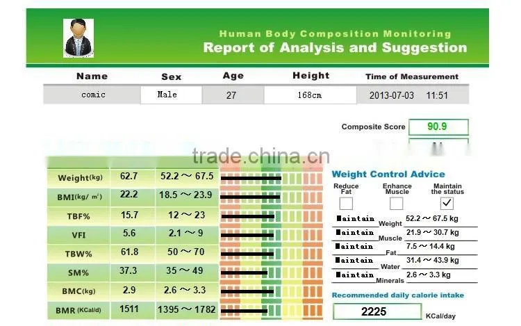 hotsale personal home use body composition analyze equipment
