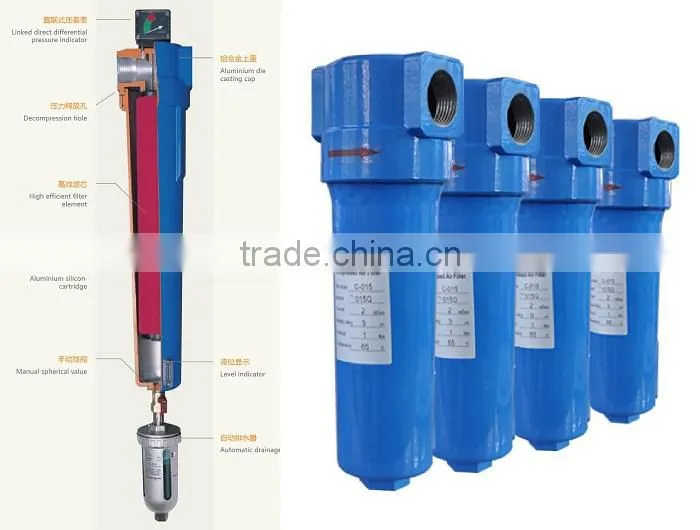 Compressed air filter with auto drain