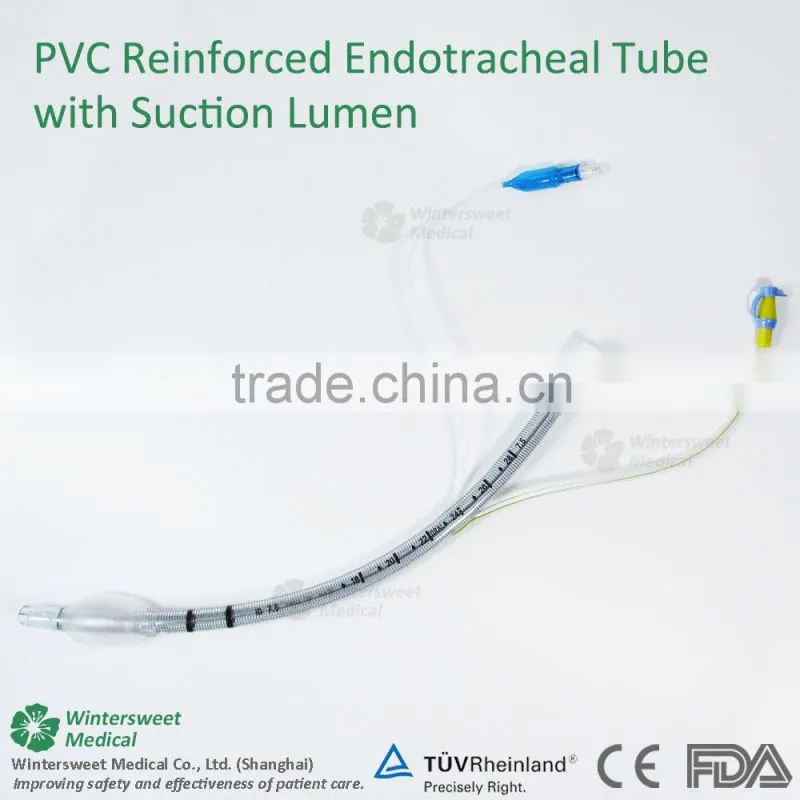 Reinforced spray wire endotracheal tube with suction lumen