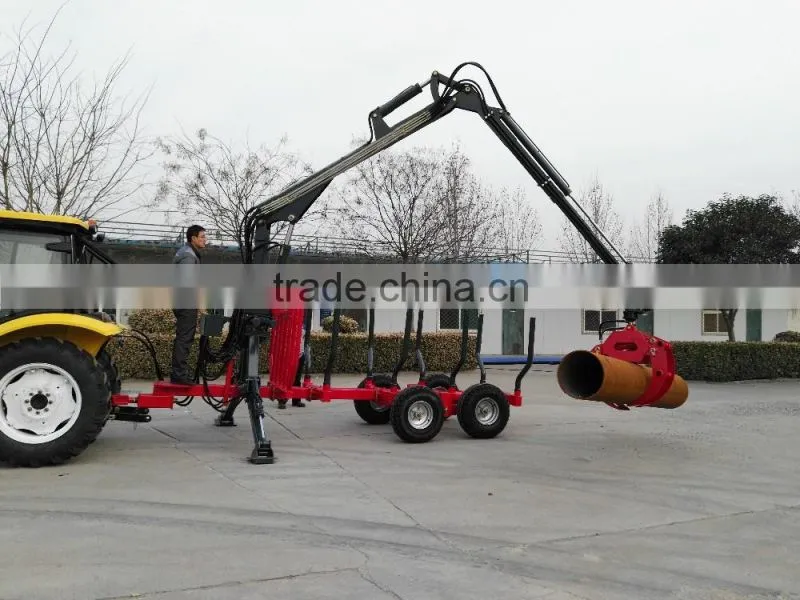 1ton 3ton atv log trailer with crane for forestry working
