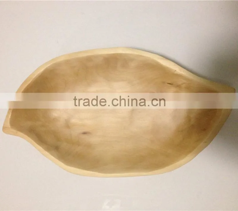 Mango shape wood plate, wood Chip & Dip dish, wooden divided serving dish plates dishes