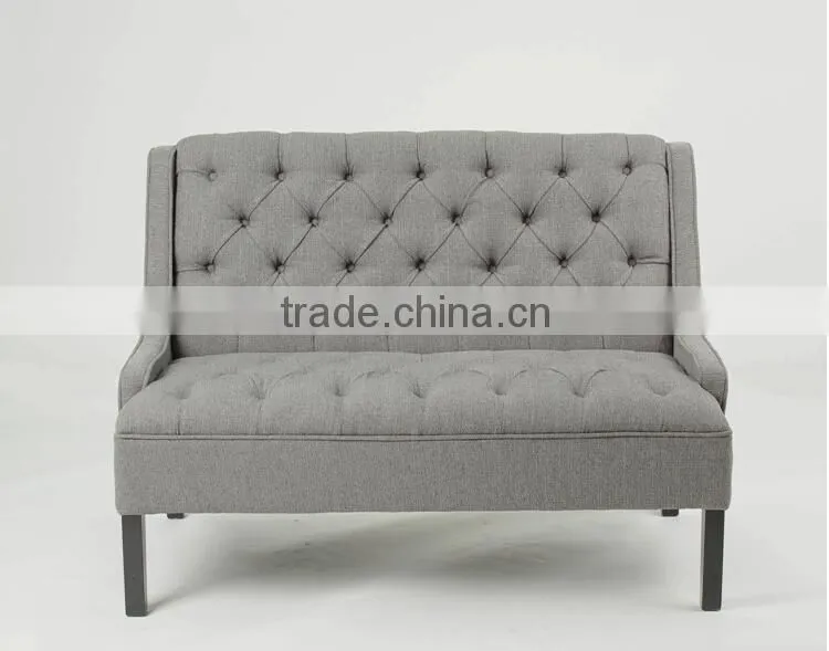 living room use Button design 2 seat wooden sofa /wooden fabric loveseat sofa(KY-3197)
