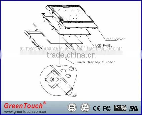 Industrial Open Frame Touch Screen Monitor 15'' 17'' 19'' 22'' LCD Open Frame IR /Resistive touch screen monitor