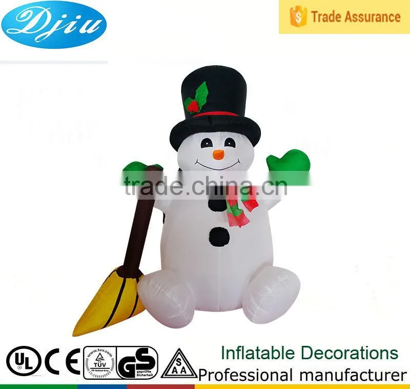 Christmas Inflatable Snowman with Broom Yard Outdoor Decoration