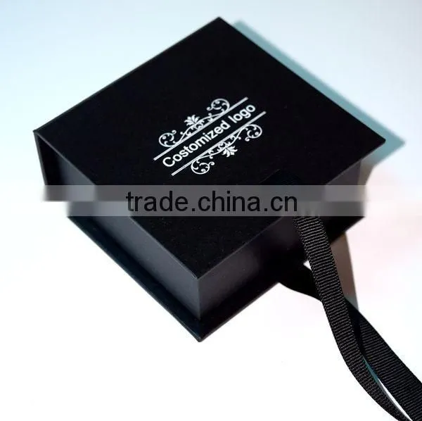 luxury custom embossed gift box with silver foil hot stamping logo