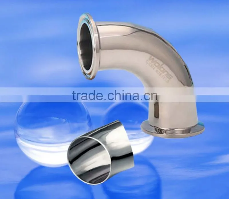 Sanitary stainless steel 90 deg weld bend sanitary pipe fittings