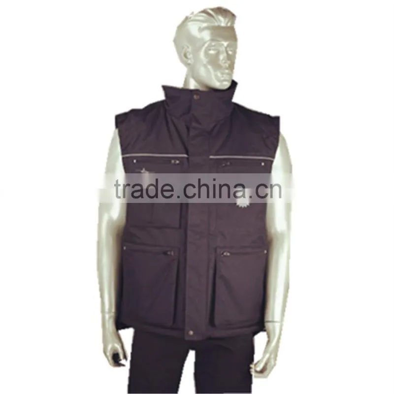 Black Color Mens Padded Sleeveless Work Safety Vest