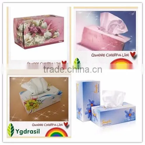 Virgin Wood Pulp Material and 2 Ply Layer box facial tissue paper