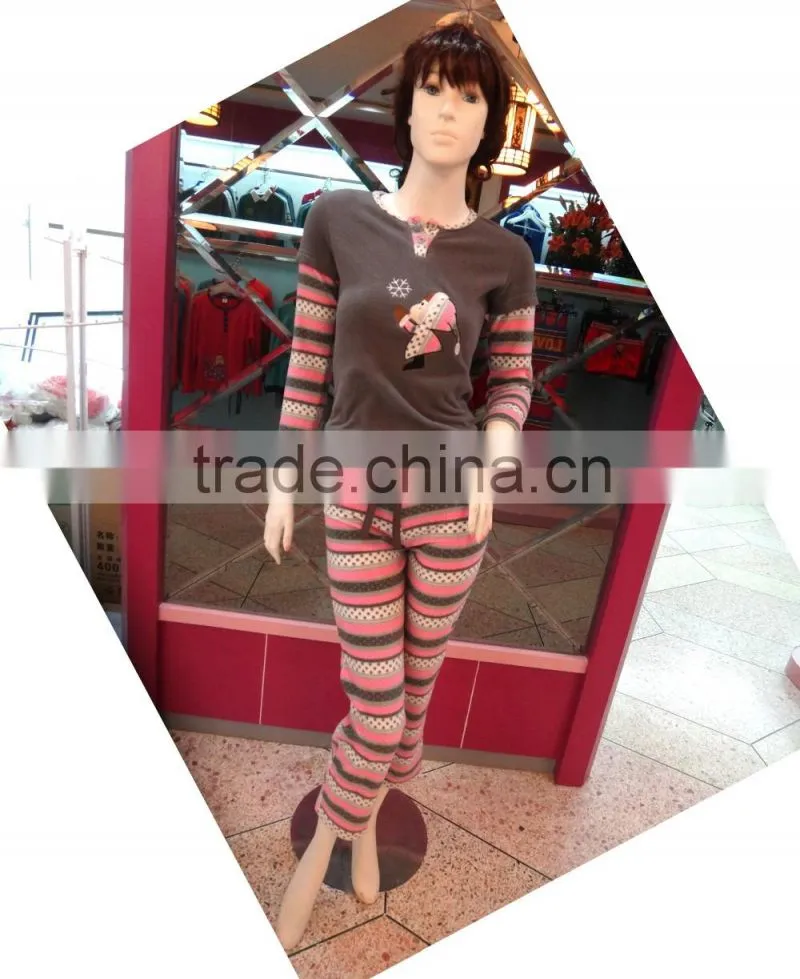 Cute girl draw string pants color blocking pajamas women