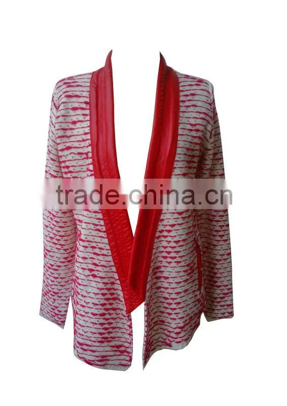 new arrival for 2015 cardigan sweater with leather neck