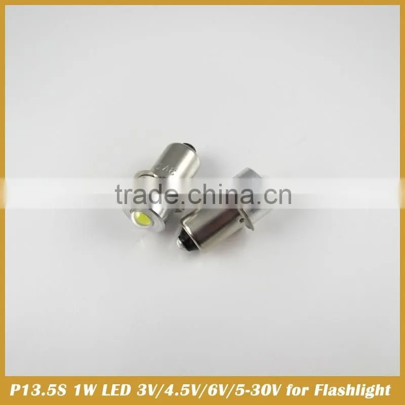 P13.5S 1W LED Torch Globe Bulb 3V/4.5V/6V/5-30V