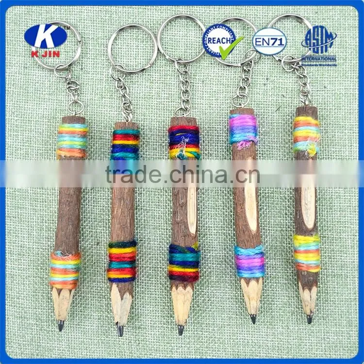 Wholesale 3.5 inch branch artwork wood colored pencils roll with ribbon as students gift