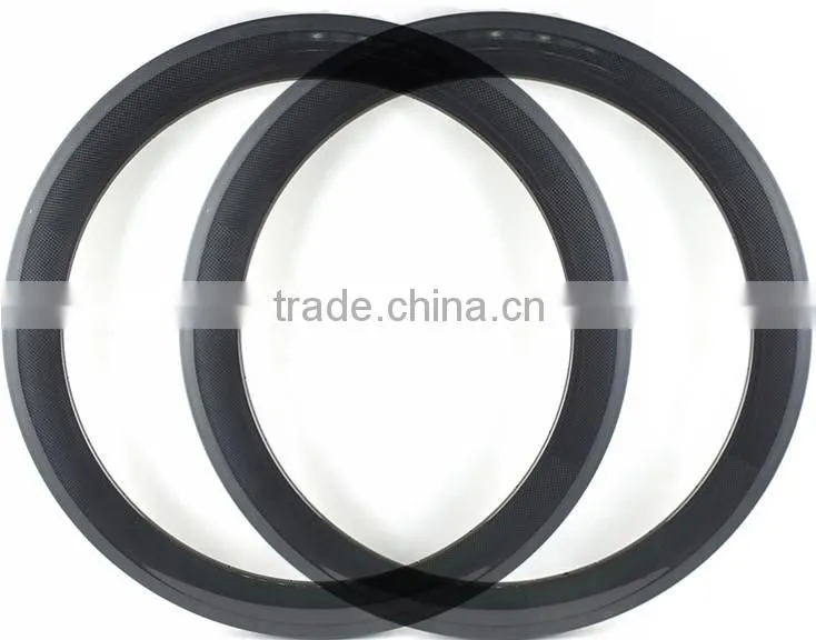 Wholesale Aero U shape 60mm carbon clincher rim 700C 23mm width, Road bike carbon clincher rim for Track bike 3K UD 12K