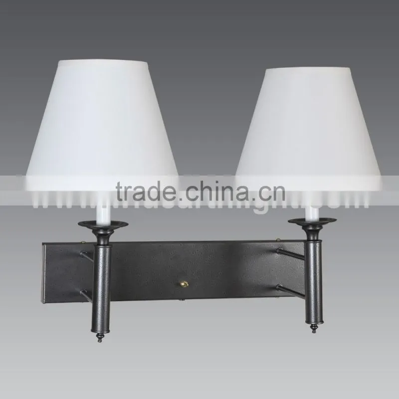 UL CUL Listed Double Hotel Bedside Lamps With Double Shades And Base Rocker Switch For Room W20124