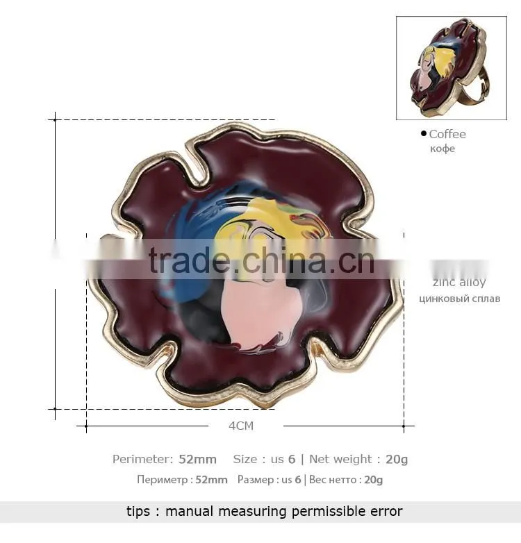 wholesale jewelry mix color oil painting adjustable fashion ring jewelry