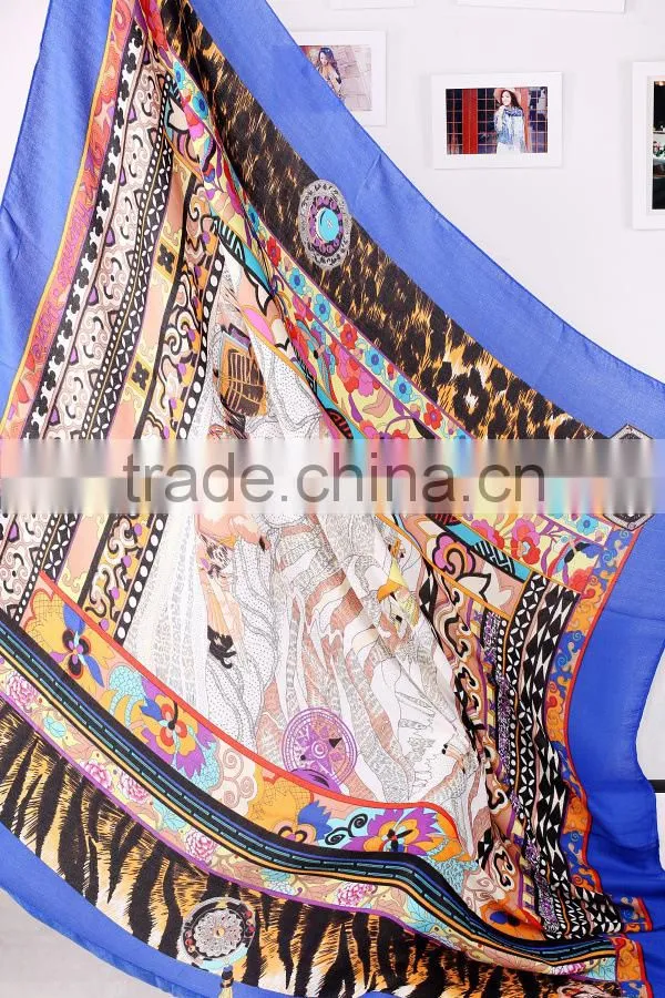 Fashionable Scarf with Unique Pattern,Women Voile shawl print Cotton scarf