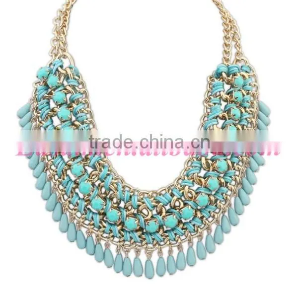 Fashion bohemia multi-layer tassel statement beaded necklace