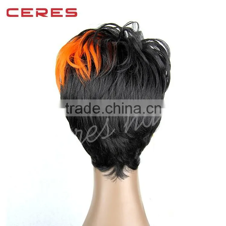 cheap High Temperature Fiber ST1B Orange wig synthetic wig for fashion lady short fashionable wig
