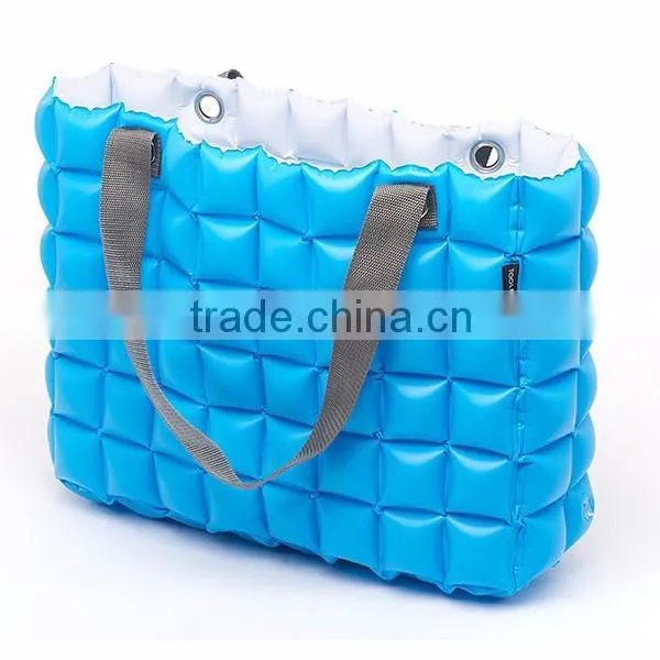 blue PVC air tote bag for family beach holiday
