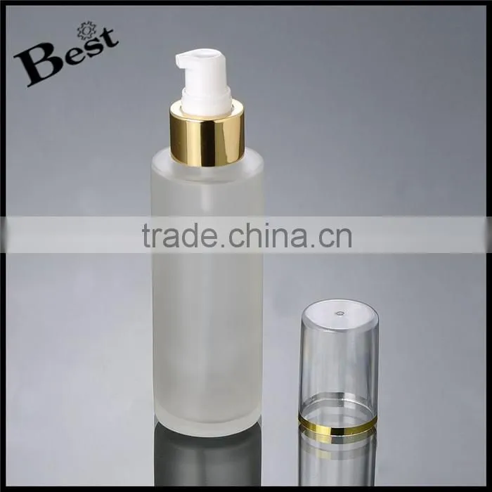 china supplier 100ml frosted glass bottle pump glass bottle for cosmetic