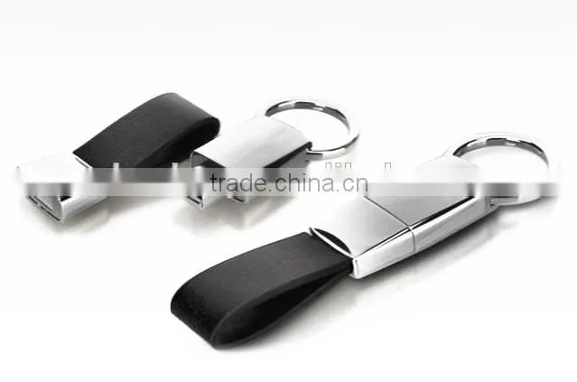 USB2.0 interface type leather usb key,grade A leather&metal usb keyring