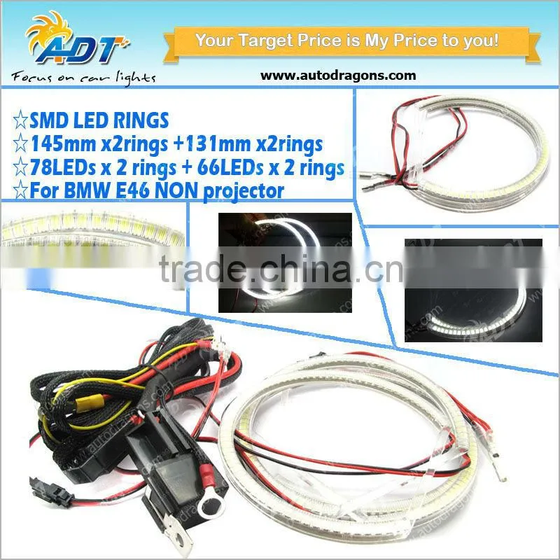 6000K Xenon White 145mm 131mm Semi ring Halo Ring LED Ring Headlight for BMW E36 E38 E39 E46 without projector 78SMD 66SMD