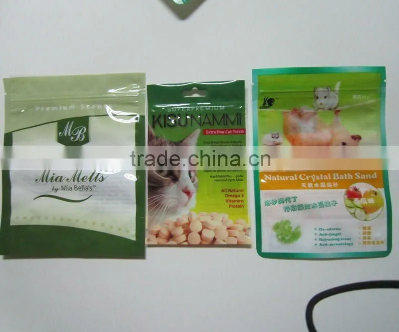 small colored plastic packing bag with zip lock and hung hole