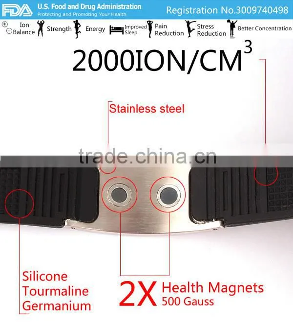 Noproblem P035 FDA cool man germanium scalar charm power tourmaline stainless silicone fashion health bracelet