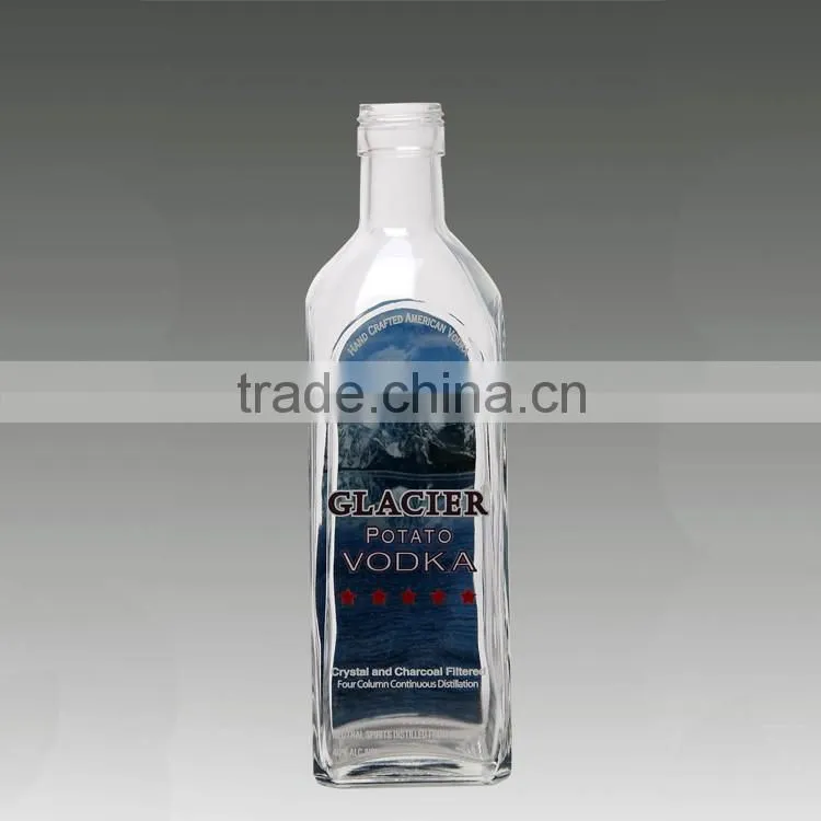 Hot selling boston shape liquor bottles fancy frosted beverage bottle spray printing bottles