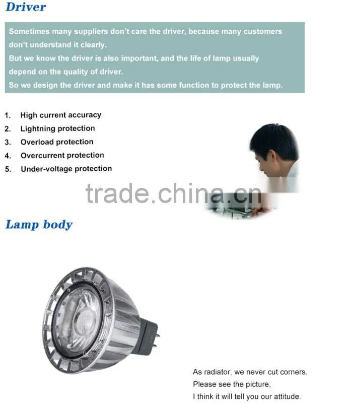 China supply good quality cob led mr16 7w spotlight
