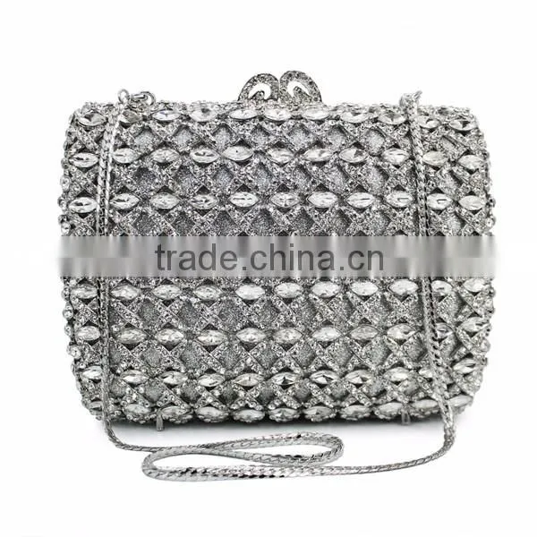 silver clutch evening bag bridal wedding handbags fancy ladies purse (88164A-S)