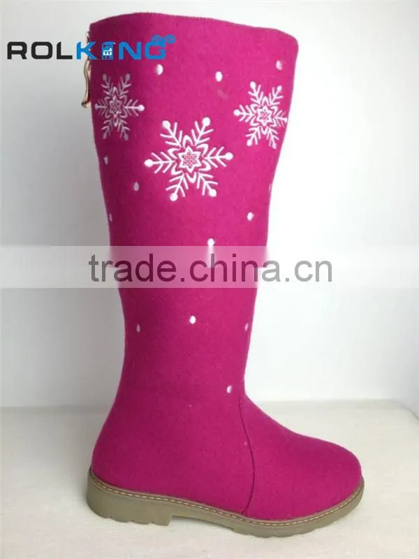 knee fashion 100% wool felt boots,woman shoes