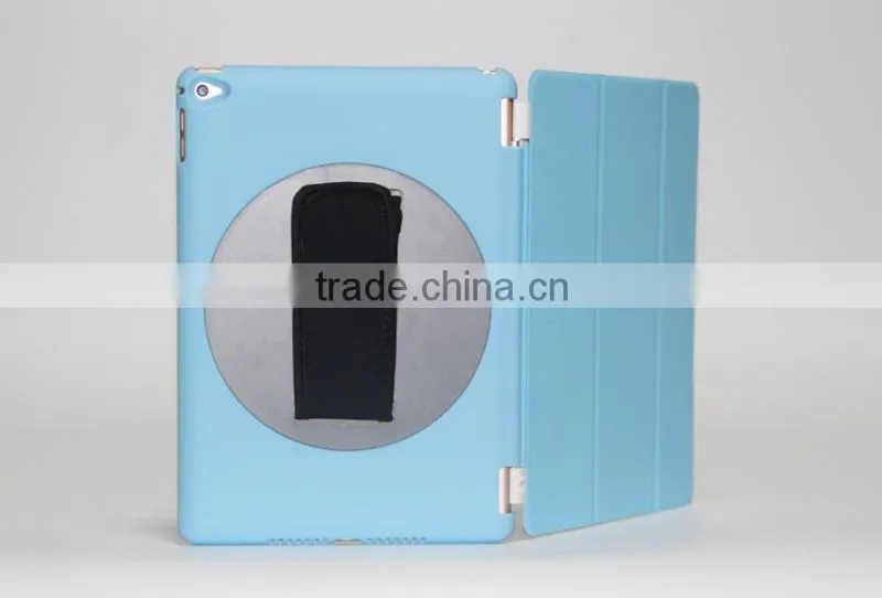 Factory Outlet Patent Item 360 Rotation handheld PC back case PU Smart front flip cover for iPad air 2