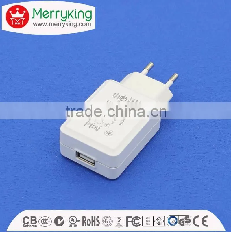 Safety mark ac adapter 12W CE/GS/RoHS Europe plug power adapter 18V500mA for router