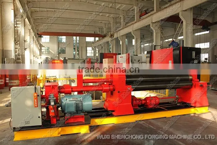 Plate rolling bending machine with three rolls