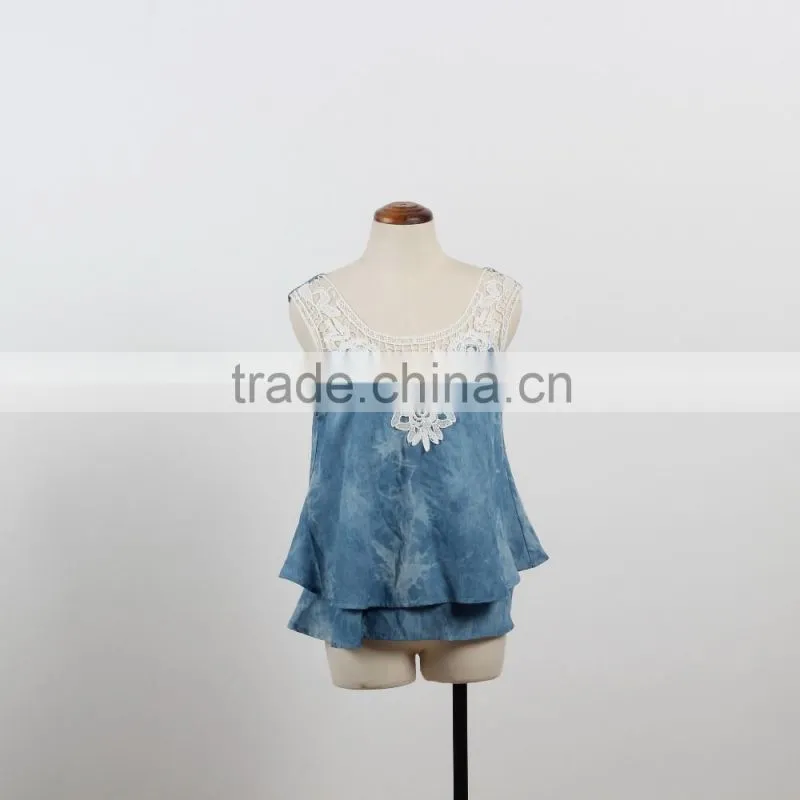 NEW ARRIVAL summer tops and blouses 2016 white lace sleeve shirt for woman chiffon fabric OEM tops cheap price