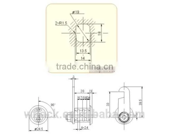 Zinc alloy material bright chrome cam lock for file cabinet wardrobe