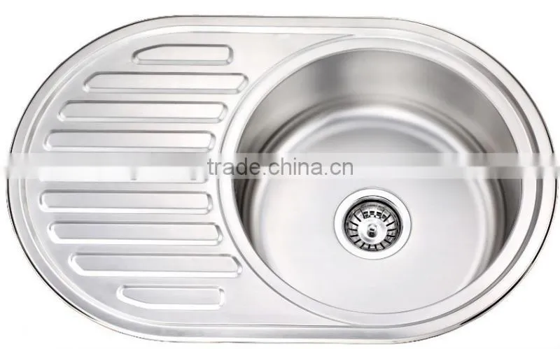 Yacht,Boat,Train and Public Mobile Toilet Used Stainless Steel Washing Basin Kitchen Sink Round Shape with Drain Board GR-Y520