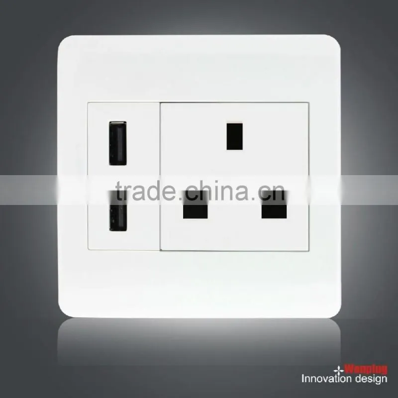 13A 250V Newest dual USB office used outlet for charging