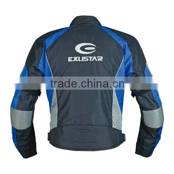 Waterproof, removable inner, protectors, elastic panels motorcycle blue jacket