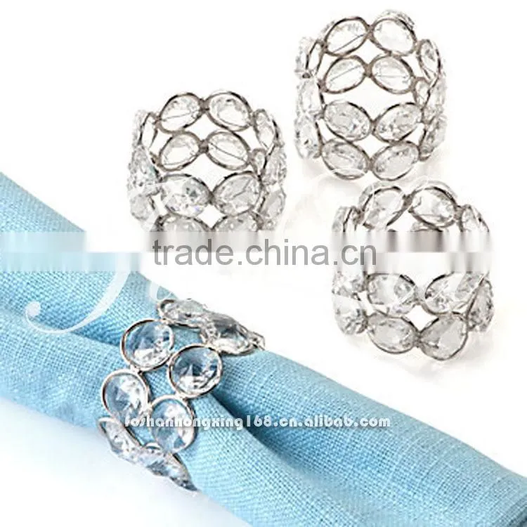 hot sale elegant fashion sliver color metal Crystal Napkin Buckles(Wedding Supplies Wholesale)