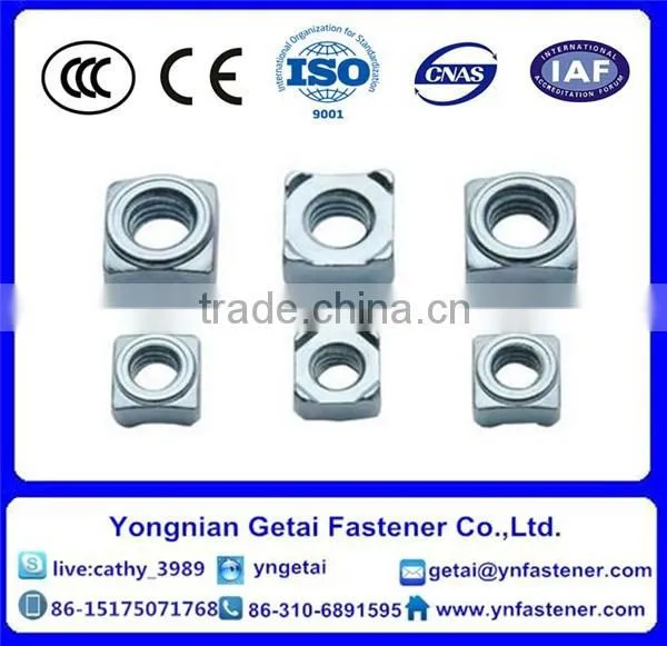 square nuts DIN928 carbon steel M4 M6 M8 M10 hot dip galvanized electro galvanized