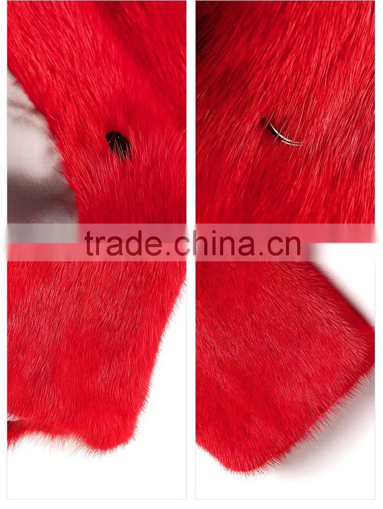 Red mink fur parka coat wholesale