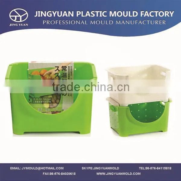 Taizhou OEM plastic household fruit storage crate mould supplier,commodity injection vegetable stackable basket mold manufacture