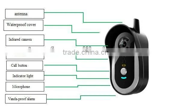 7 inch LCD display wireless color video door phone intercom system