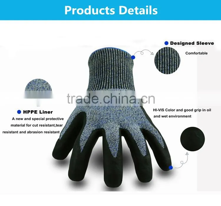 Custom made nitirle heavy duty working gloves for sale