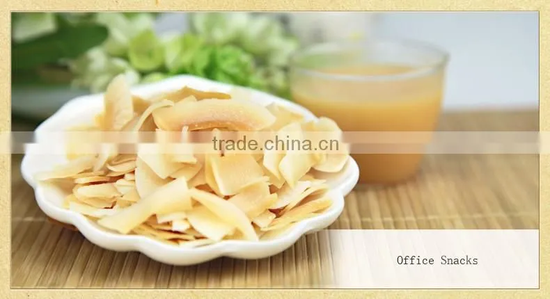 Baking sliced coconut chips
